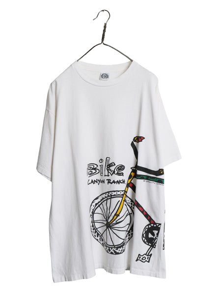 90s USA製 アート イラスト プリント Tシャツ メンズ XL / オールド グラフィック 自転車 BMX ラスタ シングルステッチ 大きいサイズ 白