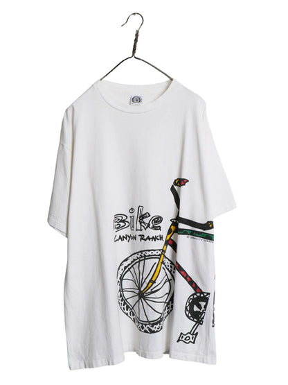 90s USA製 アート イラスト プリント Tシャツ メンズ XL / オールド グラフィック 自転車 BMX ラスタ シングルステッチ 大きいサイズ 白