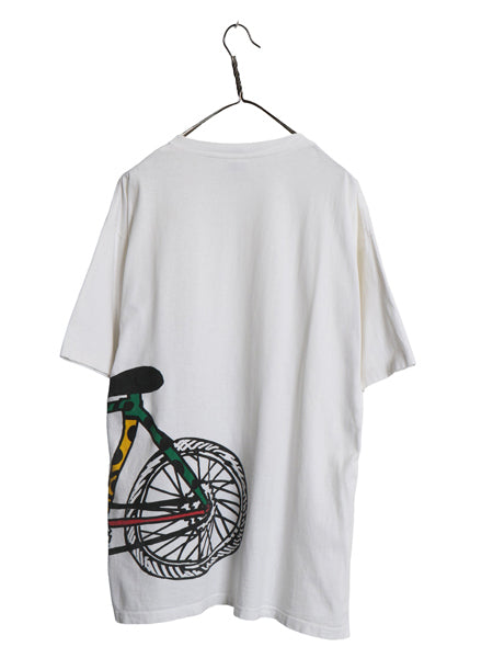 90s USA製 アート イラスト プリント Tシャツ メンズ XL / オールド グラフィック 自転車 BMX ラスタ シングルステッチ 大きいサイズ 白