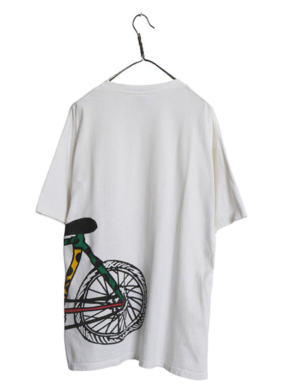 90s USA製 アート イラスト プリント Tシャツ メンズ XL / オールド グラフィック 自転車 BMX ラスタ シングルステッチ 大きいサイズ 白