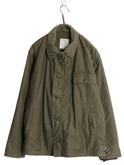 ステンシル 80s 米軍実物 USN ネイビー A-2 デッキ ジャケット X-LARGE ヴィンテージ 83年製 ミリタリー 裏ボア ライナー付き 大きいサイズ