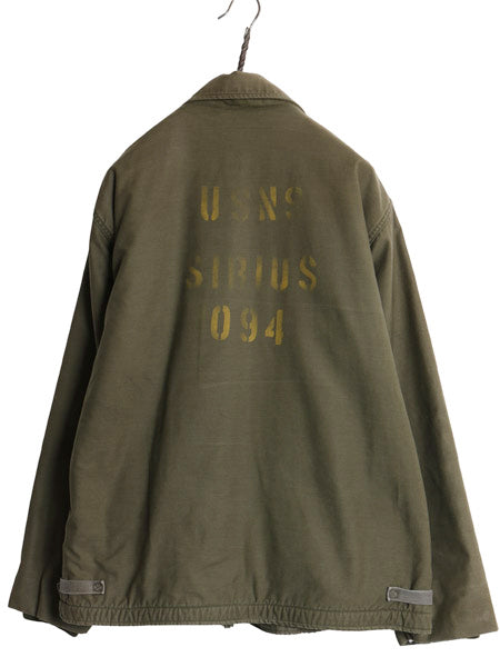 ステンシル 80s 米軍実物 USN ネイビー A-2 デッキ ジャケット X-LARGE ヴィンテージ 83年製 ミリタリー 裏ボア ライナー付き 大きいサイズ