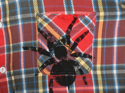 70s ★ ビッグマック スパイダー ハンドプリント ヘビー フランネル シャツ メンズ L / ヴィンテージ チェック ネルシャツ リメイク 総柄