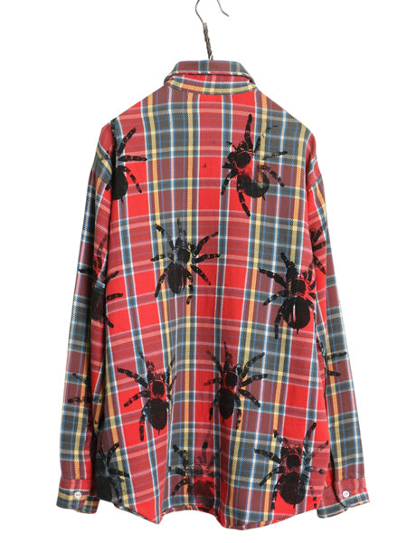 70s ★ ビッグマック スパイダー ハンドプリント ヘビー フランネル シャツ メンズ L / ヴィンテージ チェック ネルシャツ リメイク 総柄