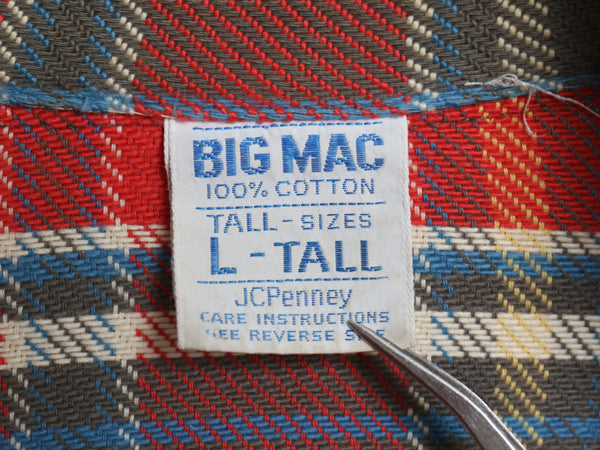 70s ★ ビッグマック スパイダー ハンドプリント ヘビー フランネル シャツ メンズ L / ヴィンテージ チェック ネルシャツ リメイク 総柄