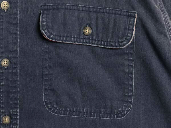 00s エルエルビーン コットン ツイル 長袖 シャツ メンズ L オールド アウトドア チェック フランネル ライナー付き ワーク ジャケット 紺