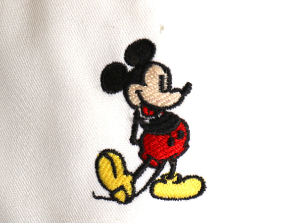 80s USA製 ディズニー ミッキーマウス 刺繍 ベースボール キャップ フリーサイズ ヴィンテージ 帽子 オフィシャル キャラクター 6パネル 白