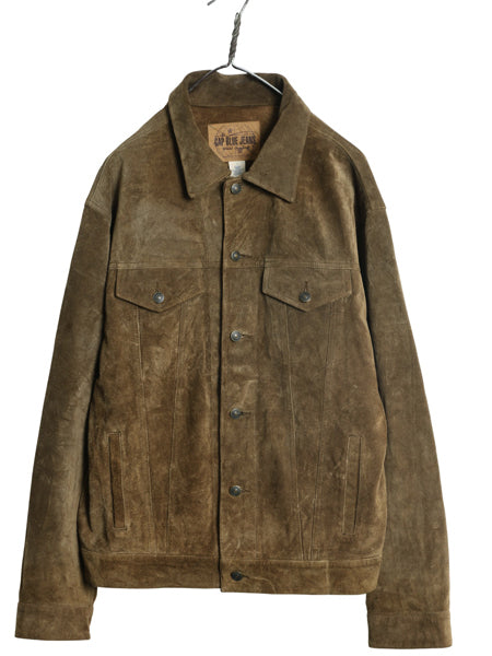 00s オールド ギャップ 本革 スウェード レザー トラッカー ジャケット メンズ L / 70506 タイプ 革ジャン ブルゾン ジャンパー 4ポケット