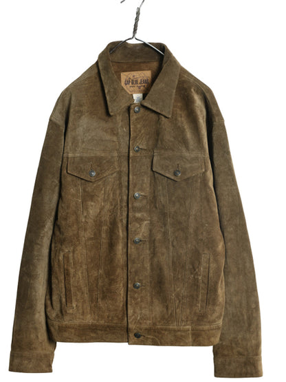 00s オールド ギャップ 本革 スウェード レザー トラッカー ジャケット メンズ L / 70506 タイプ 革ジャン ブルゾン ジャンパー 4ポケット