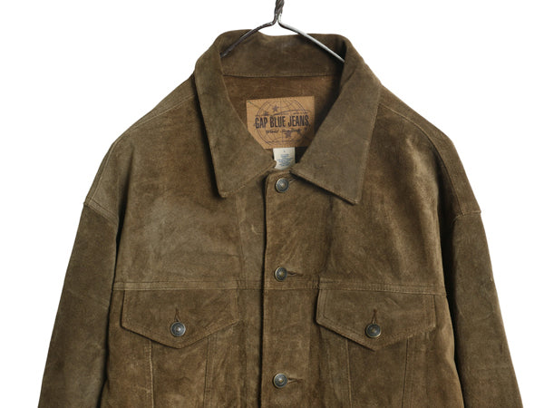 00s オールド ギャップ 本革 スウェード レザー トラッカー ジャケット メンズ L / 70506 タイプ 革ジャン ブルゾン ジャンパー 4ポケット