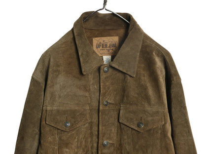 00s オールド ギャップ 本革 スウェード レザー トラッカー ジャケット メンズ L / 70506 タイプ 革ジャン ブルゾン ジャンパー 4ポケット