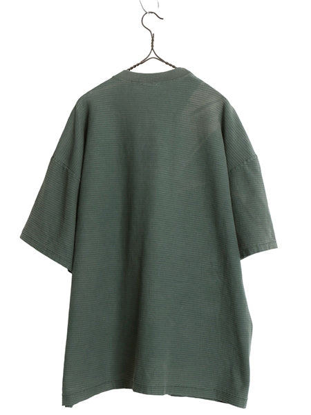 90s USA製 ☆ クイックシルバー エンボス ボーダー 半袖 Tシャツ メンズ XL 旧タグ オールド サーフ ワンポイント ロゴ刺繍 ヘビーウェイト