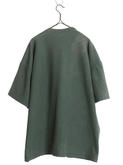 90s USA製 ☆ クイックシルバー エンボス ボーダー 半袖 Tシャツ メンズ XL 旧タグ オールド サーフ ワンポイント ロゴ刺繍 ヘビーウェイト