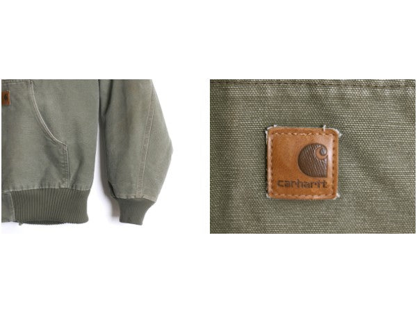 カーハート アクティブ ジャケット メンズ XL ダック フード パーカー 中綿 キルティング ライナー ブルゾン 大きいサイズ カーキ グリーン