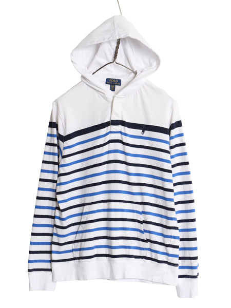 ポロ ラルフローレン ボーダー フード付き 長袖 Tシャツ キッズ XL メンズ S 程 ロンT フード パーカー プルオーバー ラガーシャツ タイプ