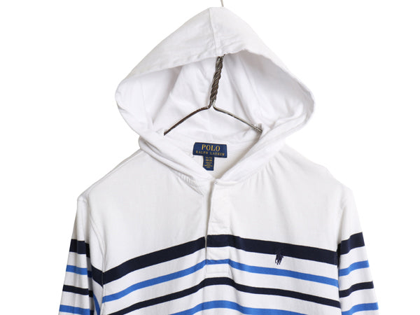 ポロ ラルフローレン ボーダー フード付き 長袖 Tシャツ キッズ XL メンズ S 程 ロンT フード パーカー プルオーバー ラガーシャツ タイプ