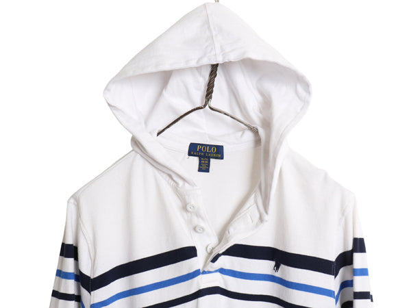 ポロ ラルフローレン ボーダー フード付き 長袖 Tシャツ キッズ XL メンズ S 程 ロンT フード パーカー プルオーバー ラガーシャツ タイプ