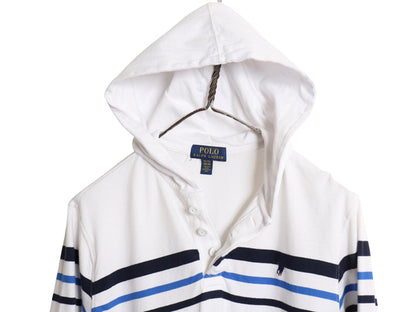 ポロ ラルフローレン ボーダー フード付き 長袖 Tシャツ キッズ XL メンズ S 程 ロンT フード パーカー プルオーバー ラガーシャツ タイプ