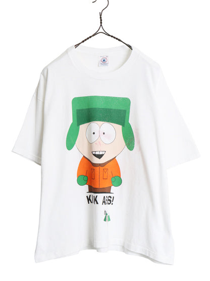 90s ★ サウスパーク キャラクター イラスト プリント Tシャツ メンズ XL / 古着 当時物 オールド アニメ ヘビーウェイト クルーネック 白