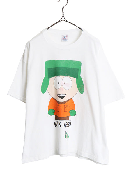 90s ★ サウスパーク キャラクター イラスト プリント Tシャツ メンズ XL / 古着 当時物 オールド アニメ ヘビーウェイト クルーネック 白