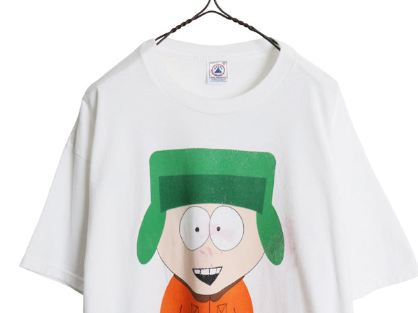 90s ★ サウスパーク キャラクター イラスト プリント Tシャツ メンズ XL / 古着 当時物 オールド アニメ ヘビーウェイト クルーネック 白