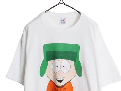 90s ★ サウスパーク キャラクター イラスト プリント Tシャツ メンズ XL / 古着 当時物 オールド アニメ ヘビーウェイト クルーネック 白