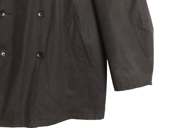 90s ★ ポロ ラルフローレン オイルド Pコート メンズ XL オールド ワックス ダブルブレスト ジャケット ハーフコート ウール ライナー付き