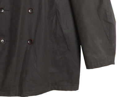 90s ★ ポロ ラルフローレン オイルド Pコート メンズ XL オールド ワックス ダブルブレスト ジャケット ハーフコート ウール ライナー付き