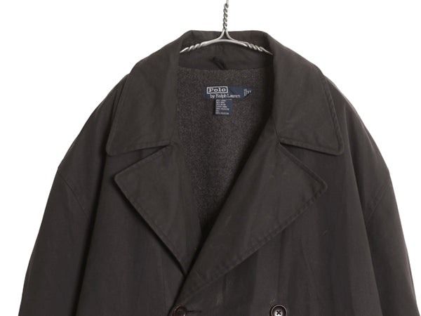 90s ★ ポロ ラルフローレン オイルド Pコート メンズ XL オールド ワックス ダブルブレスト ジャケット ハーフコート ウール ライナー付き