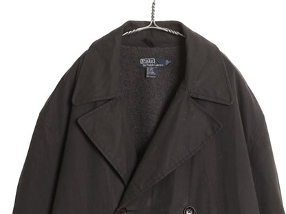 90s ★ ポロ ラルフローレン オイルド Pコート メンズ XL オールド ワックス ダブルブレスト ジャケット ハーフコート ウール ライナー付き