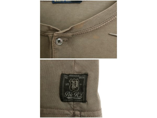 ポロ ラルフローレン ヘンリーネック 長袖 Tシャツ メンズ L / 無地 ロンT ヴィンテージ 加工  後染め ガーメントダイ カットソー インナー