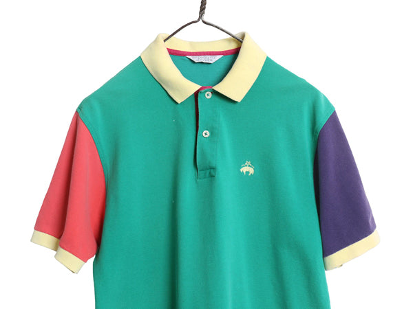 80s USA製 ブルックスブラザーズ 鹿の子 半袖 ポロシャツ メンズ M 古着 ヴィンテージ ゴールデンフリース 半袖シャツ クレイジー パターン