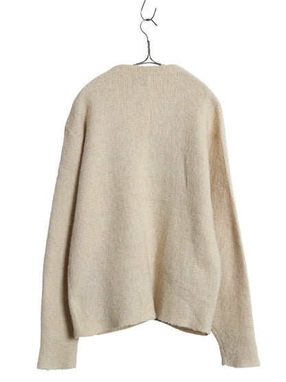 60s 70s ★ モヘア ニット カーディガン メンズ L / 古着 ヴィンテージ ウール セーター 毛長 シャギー 前開き グランジ 無地 ナチュラル