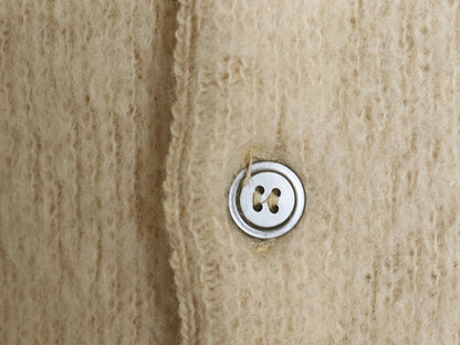 60s 70s ★ モヘア ニット カーディガン メンズ L / 古着 ヴィンテージ ウール セーター 毛長 シャギー 前開き グランジ 無地 ナチュラル