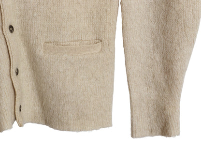 60s 70s ★ モヘア ニット カーディガン メンズ L / 古着 ヴィンテージ ウール セーター 毛長 シャギー 前開き グランジ 無地 ナチュラル