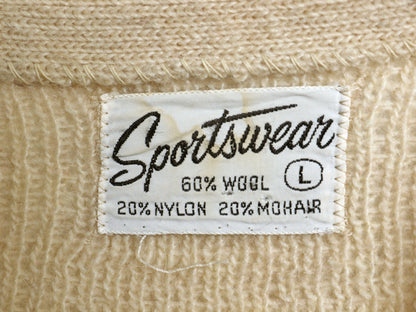 60s 70s ★ モヘア ニット カーディガン メンズ L / 古着 ヴィンテージ ウール セーター 毛長 シャギー 前開き グランジ 無地 ナチュラル