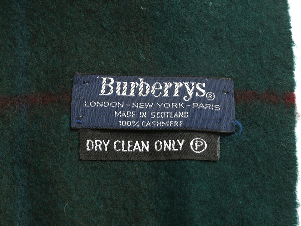 90s 高級 100% カシミヤ スコットランド製 バーバリー チェック マフラー メンズ レディース オールド フリンジ付き マルチカラー シンプル