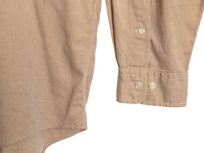 90s ラルフローレン ヘリンボーン ストライプ 長袖 ボタンダウン シャツ メンズ L 古着 オールド ポロ 長袖シャツ コットン ワンポイント 