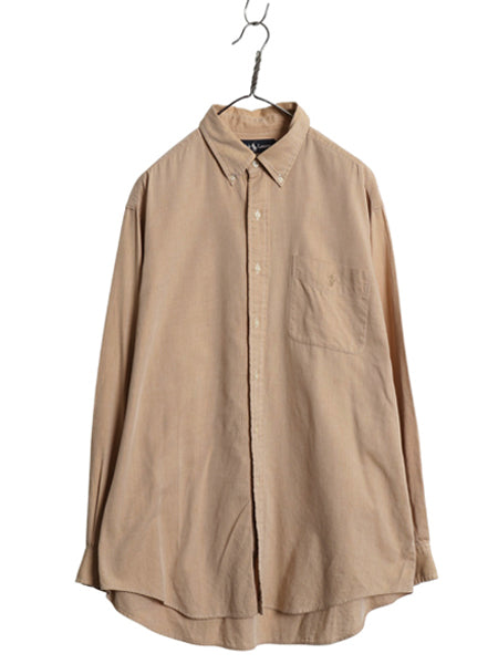 90s ラルフローレン ヘリンボーン ストライプ 長袖 ボタンダウン シャツ メンズ L 古着 オールド ポロ 長袖シャツ コットン ワンポイント 