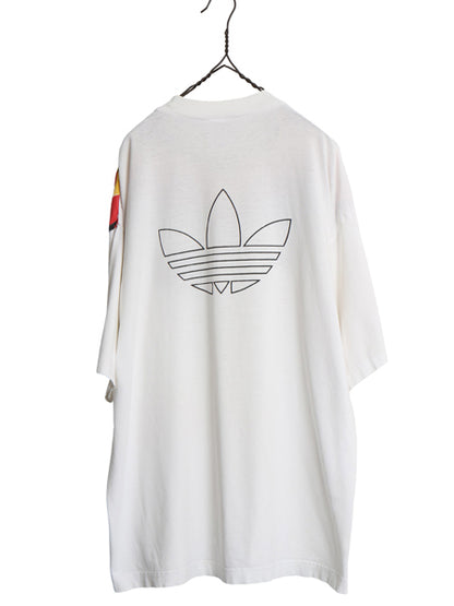 90s ★ アディダス ドイツ代表 サッカー Tシャツ メンズ XL オールド オフィシャル 当時物 ワールドカップ フットボール プリント 刺繍 白