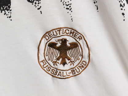 90s ★ アディダス ドイツ代表 サッカー Tシャツ メンズ XL オールド オフィシャル 当時物 ワールドカップ フットボール プリント 刺繍 白