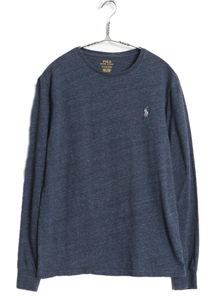 ポロ ラルフローレン 長袖 Tシャツ メンズ S ロンT ロングスリーブ コットン シングルステッチ ワンポイント カットソー インナー ネイビー