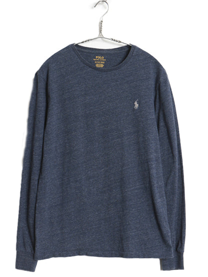 ポロ ラルフローレン 長袖 Tシャツ メンズ S ロンT ロングスリーブ コットン シングルステッチ ワンポイント カットソー インナー ネイビー