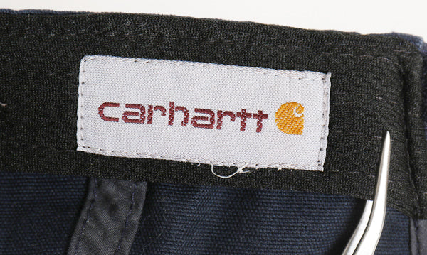 デッドストック カーハート 企業 ロゴ 刺繍 ベースボール キャップ / フリーサイズ 帽子 ワーク ワンポイント トラッカー ハット ネイビー
