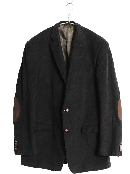 デッドストック チャップス ラルフローレン 太畝 コーデュロイ テーラード ジャケット メンズ L 程 ポロ ブレザー エルボーパッチ ブラック
