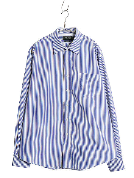 00s ローレン ラルフローレン ストライプ 長袖 シャツ メンズ XL 程 オールド ポロ ノーアイロン コットン ビジネス ワイシャツ きれいめ