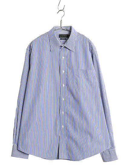 00s ローレン ラルフローレン ストライプ 長袖 シャツ メンズ XL 程 オールド ポロ ノーアイロン コットン ビジネス ワイシャツ きれいめ