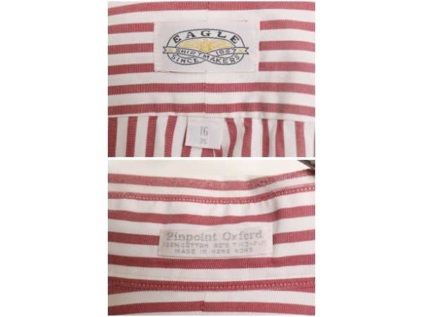 90s EAGLE SHIRT MAKERS ストライプ ボタンダウン 長袖 シャツ メンズ L 程 オールド コットン オックスフォード ワイシャツ 長袖シャツ BD