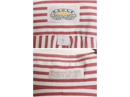 90s EAGLE SHIRT MAKERS ストライプ ボタンダウン 長袖 シャツ メンズ L 程 オールド コットン オックスフォード ワイシャツ 長袖シャツ BD