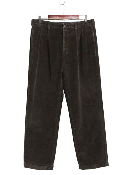 ブルックスブラザーズ 太畝 コーデュロイ パンツ メンズ 34 30 / 古着 ツータック スラックス ストレート コーズ 裾ダブル トラウザー 無地